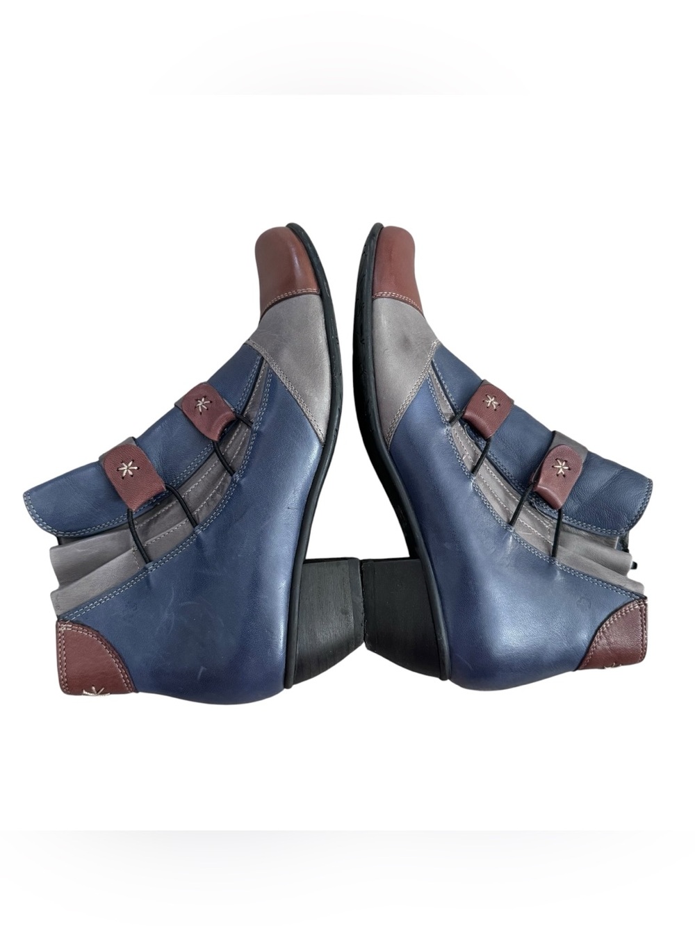 Anthropologie Fidji Leather Booties Ankle Boots Size 36.5 Multi Color Side Zip - Picture 6 of 11